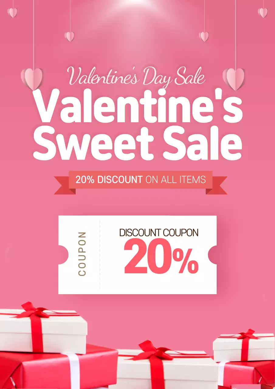 Pink Trendy Valentine's Promotion Poster