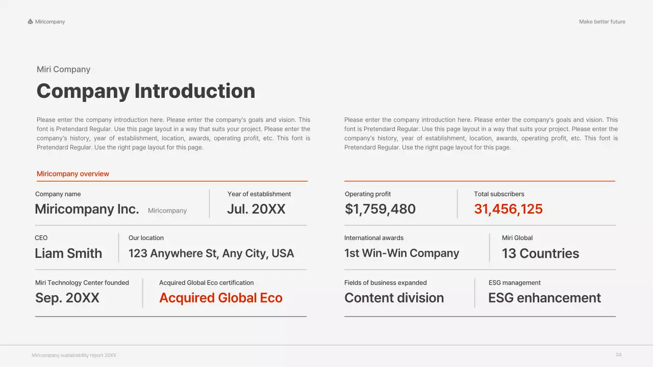 Red Modern Sustainability Report Presentation