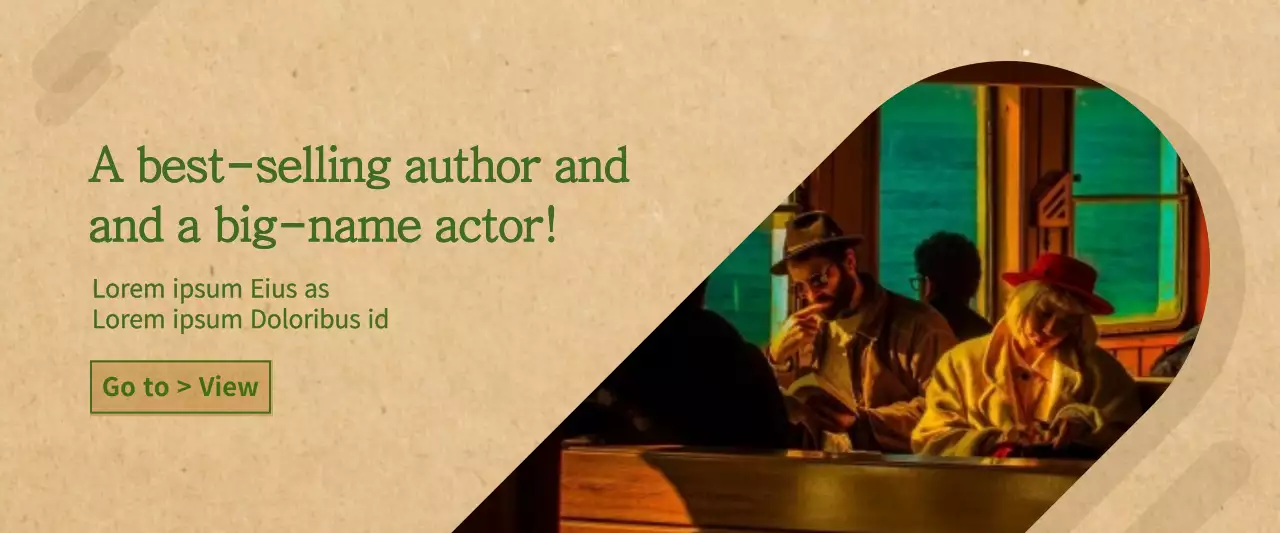 Biểu ngữ quảng cáo tác giả cổ điển màu be