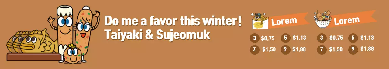 Banner promocional de lanches de desenho animado marrom