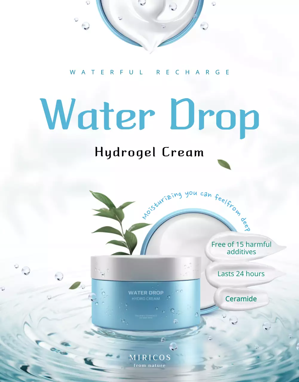 Blue-toned vegan moisturizer details page