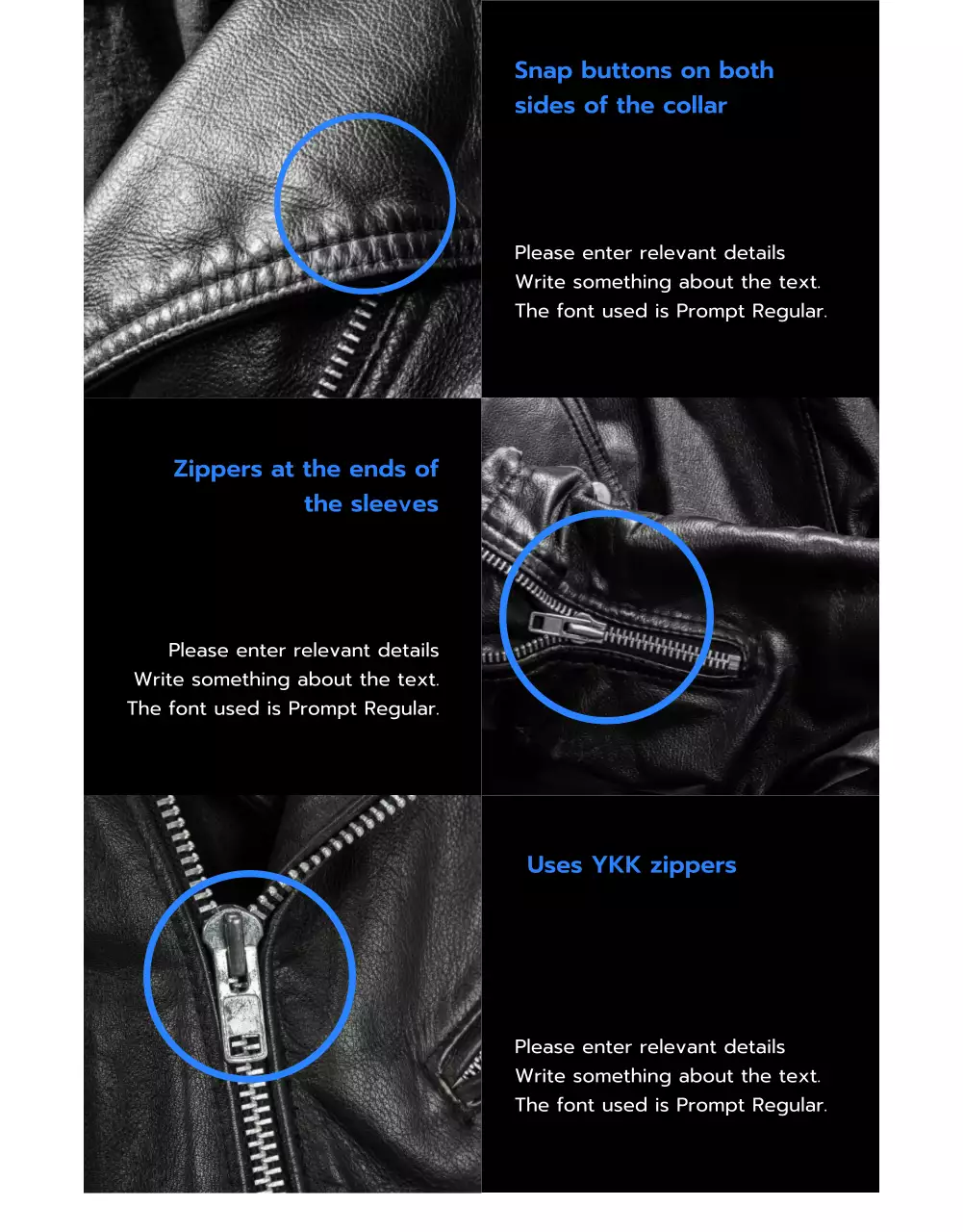 Leather Jacket Shop with Black and Blue Image Layout