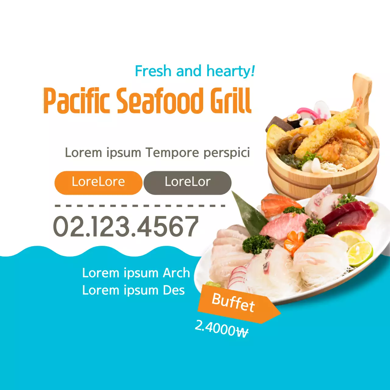 Orange Modern Seafood Promotion Banner