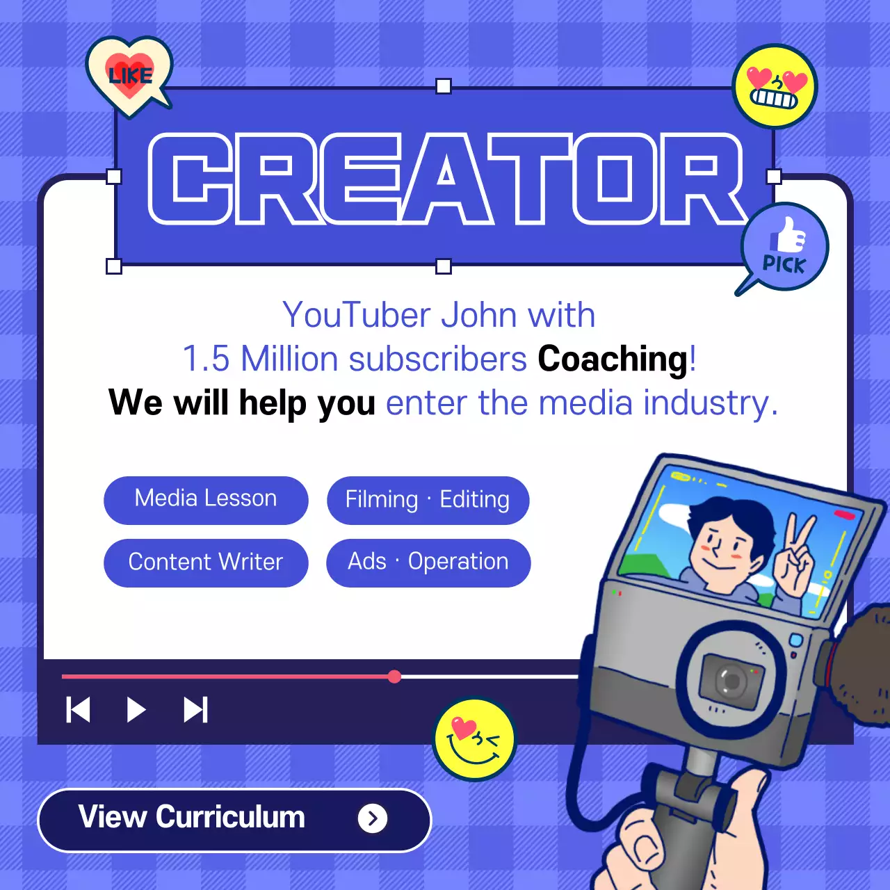 Blue Retro Promotion Social Media Post