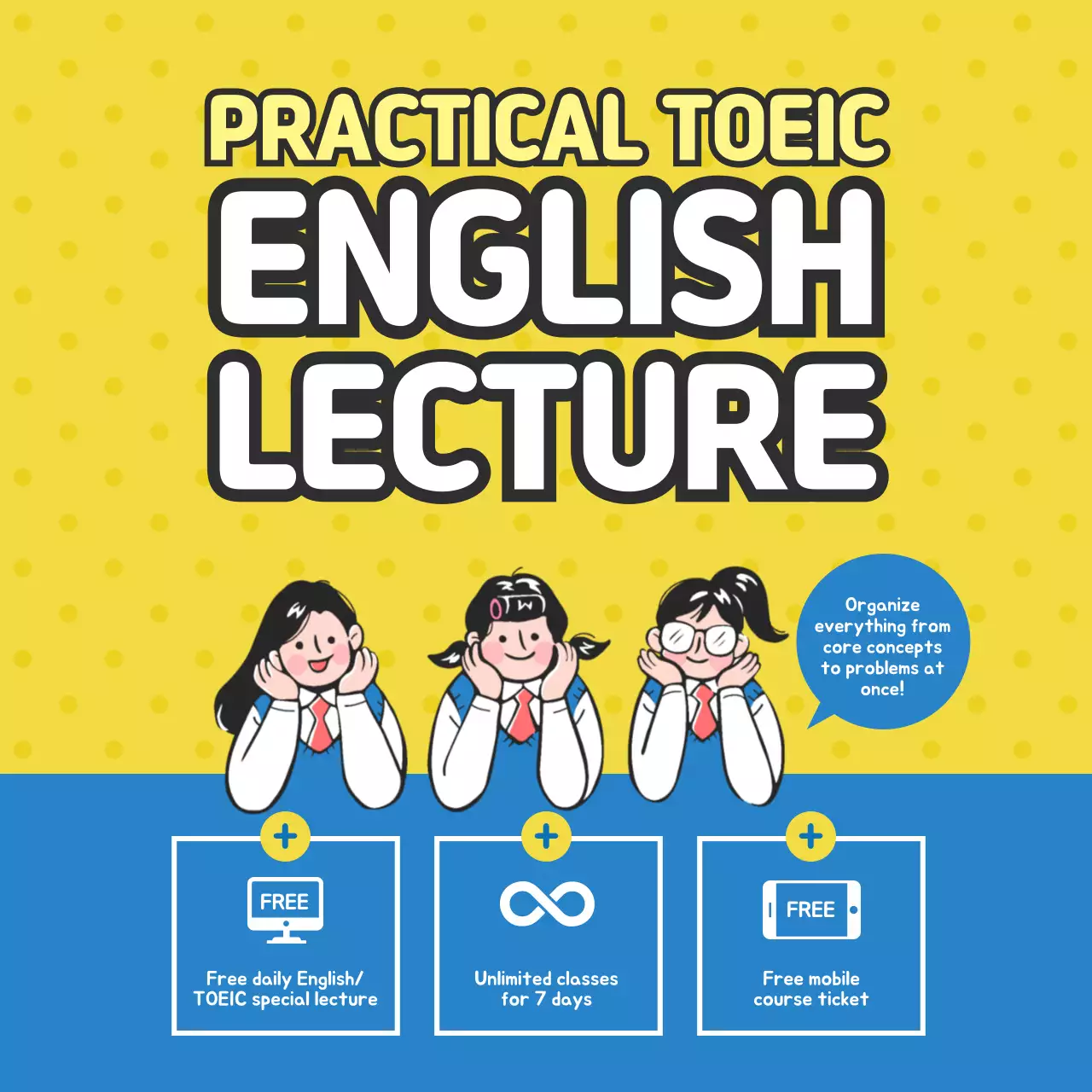 Yellow Trendy English Lecture Course Social Media Post