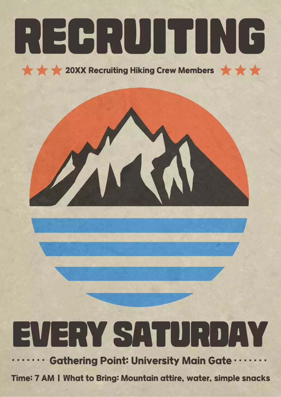 Beige Retro Hiking Recruitment Poster