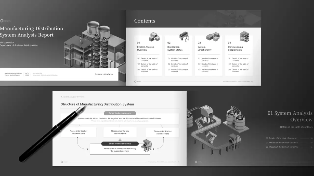 Grey Professional Manufacturing Report Presentation