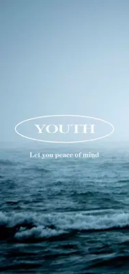 Merchandise with blue, calm, serene ocean photos and sentimental English words.