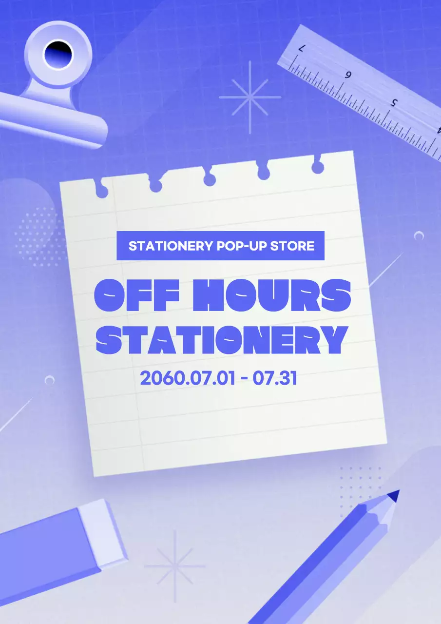 Blue Modern Stationery Promotion Poster