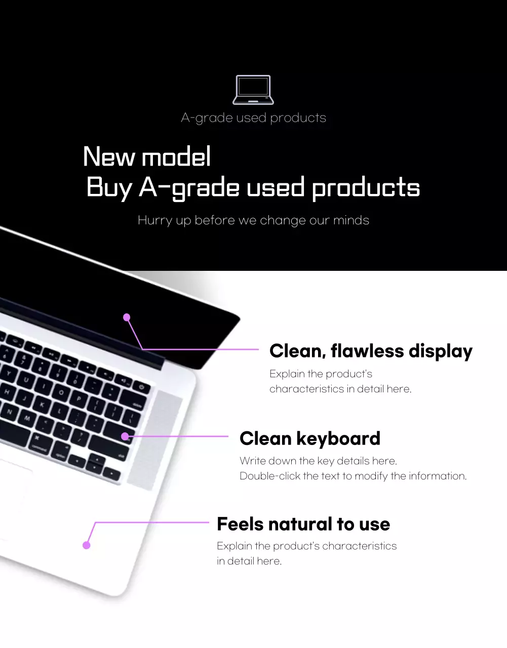 Thrifting a simple laptop with black and purple accents