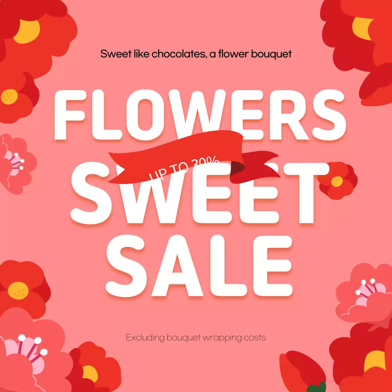 Pink Trendy Flowers Promotion Social Media Post