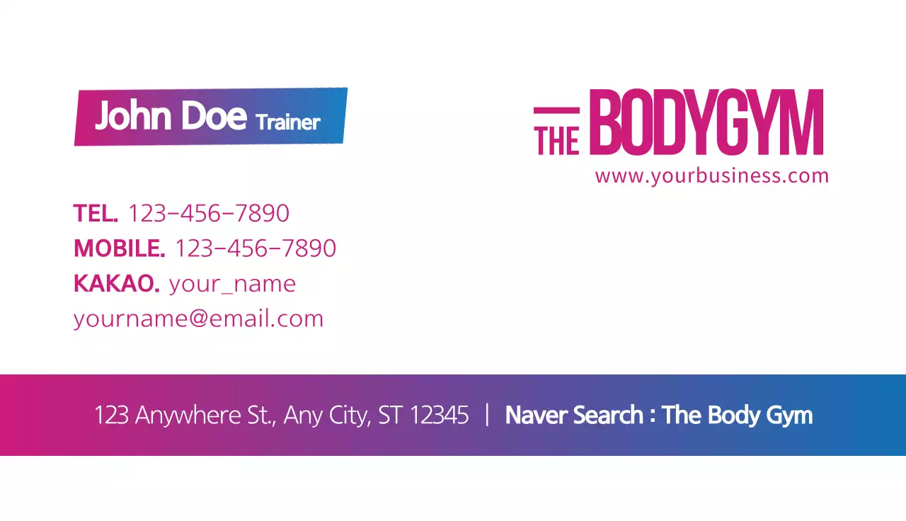 Pink Modern Gym Promotion Business Card