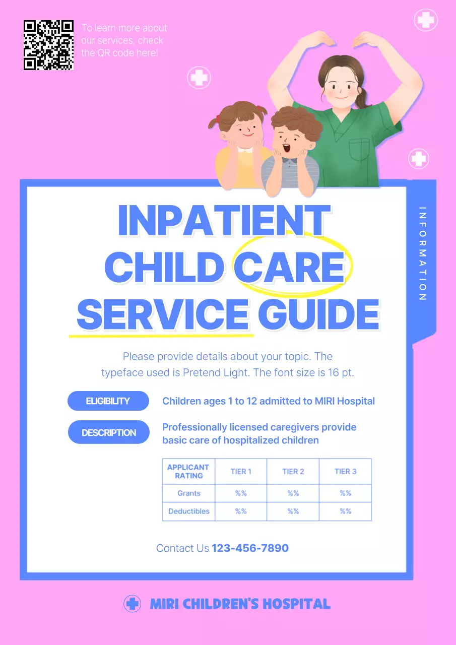 Pink Modern Child Care Guide Poster