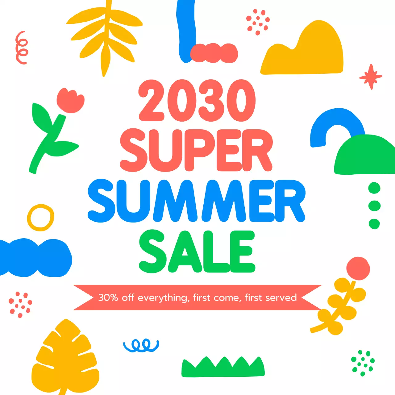 Promote a summer sale event with white and rainbow colors