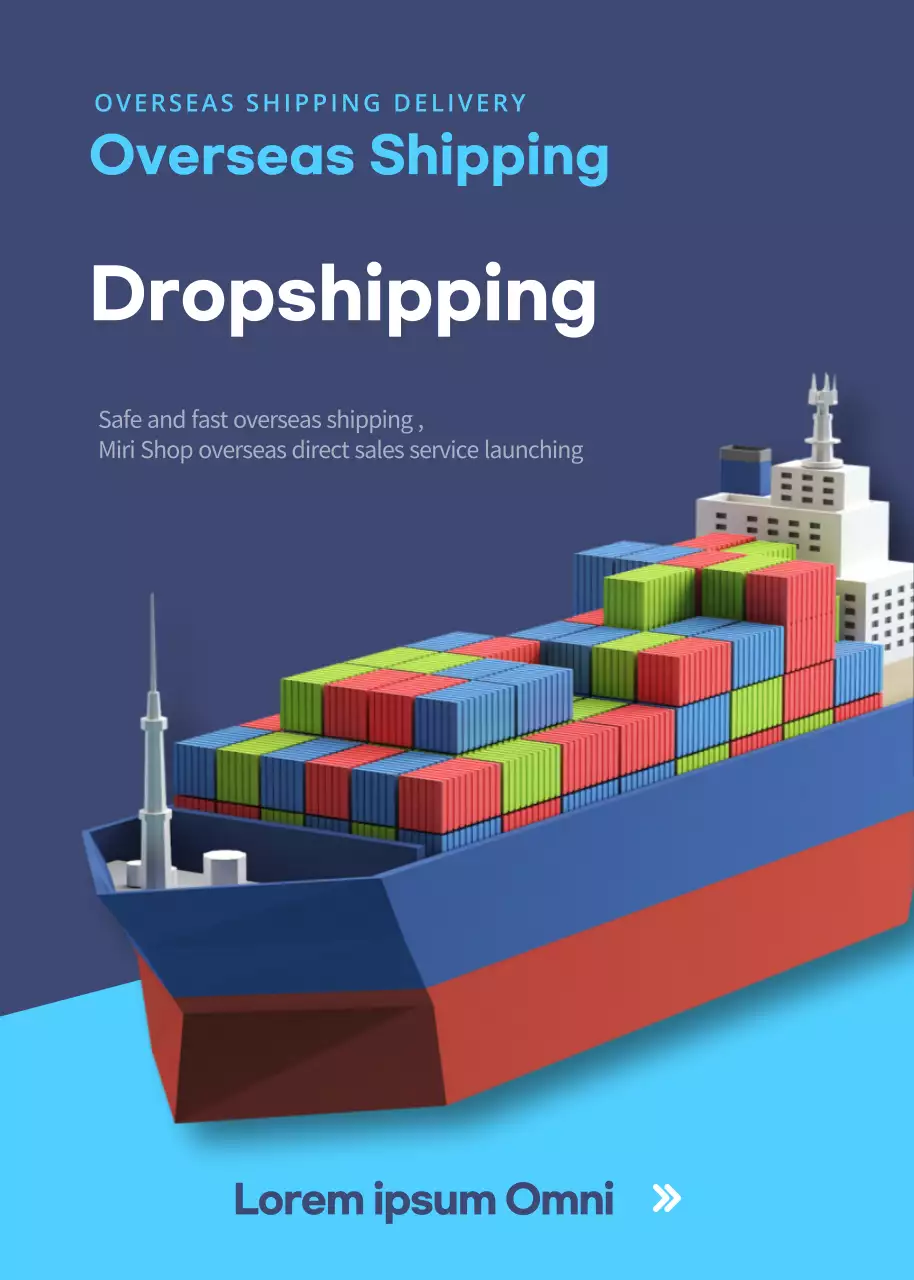 Cartaz de promoção de remessa moderna azul