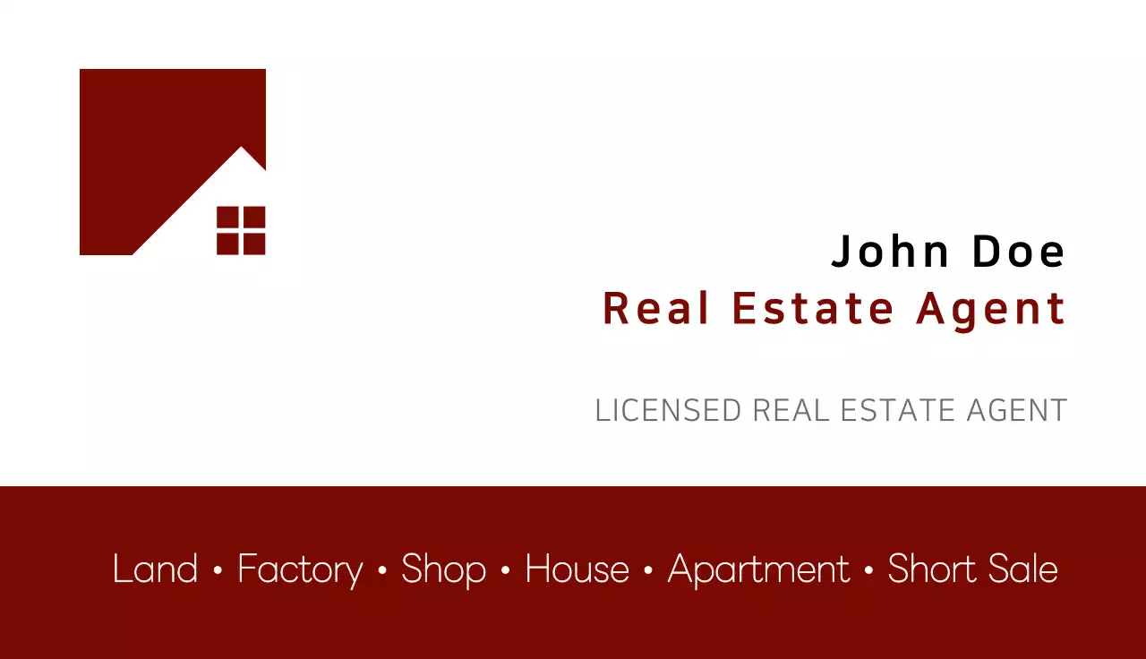 Red Minimal Real Estate Business Card