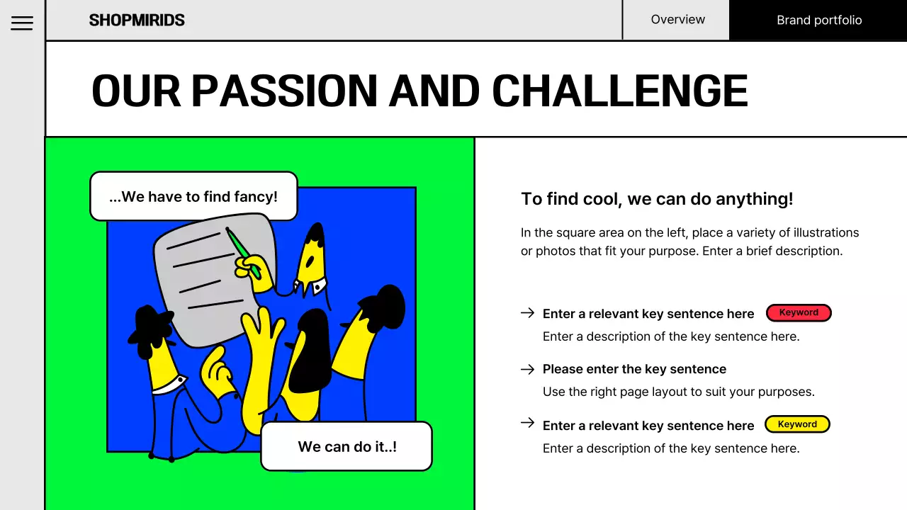 Pop illustration concept brand portfolio in fluorescent colors