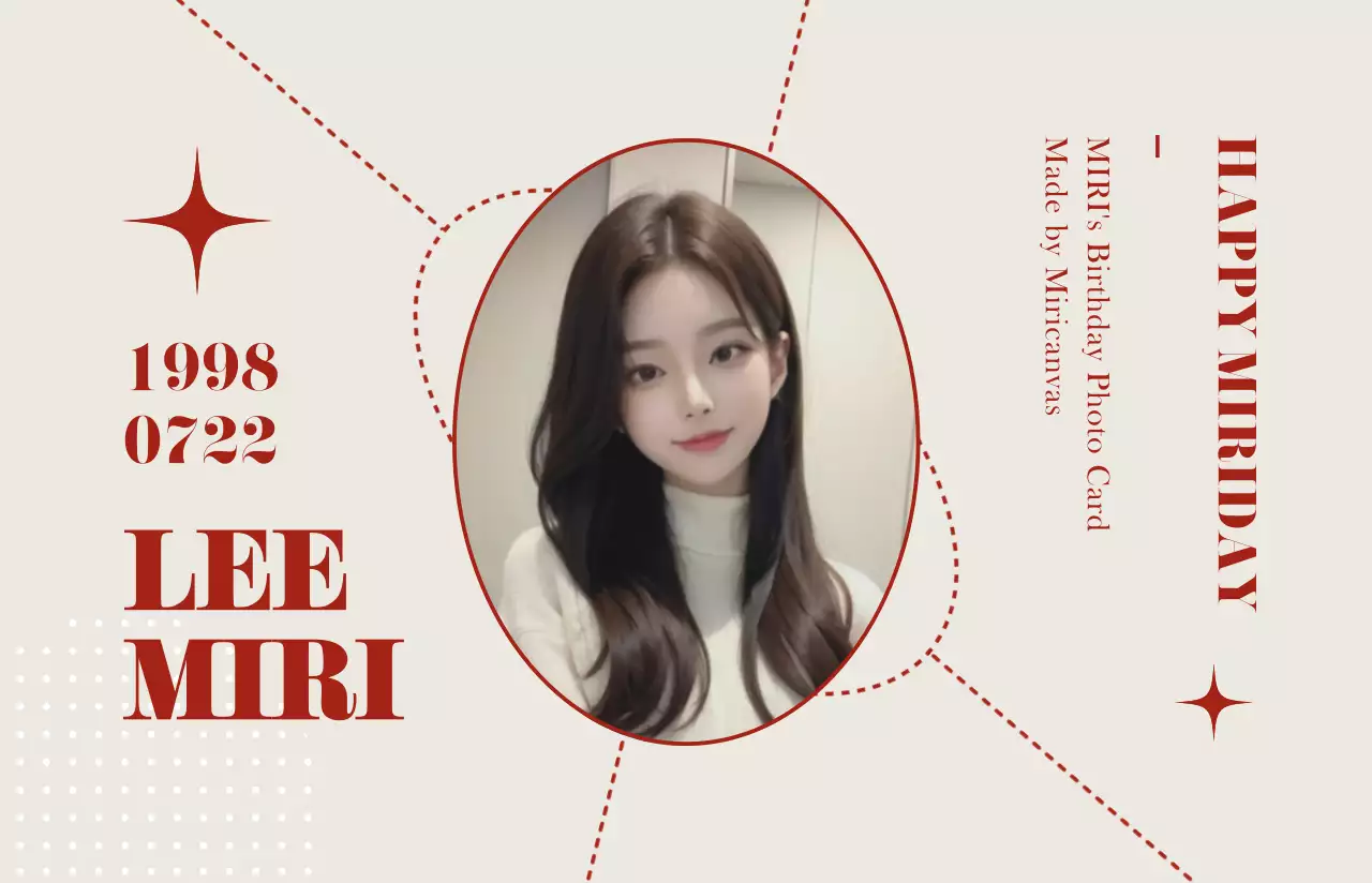 Photocard yang bergaya dan mewah dalam warna krem dan merah