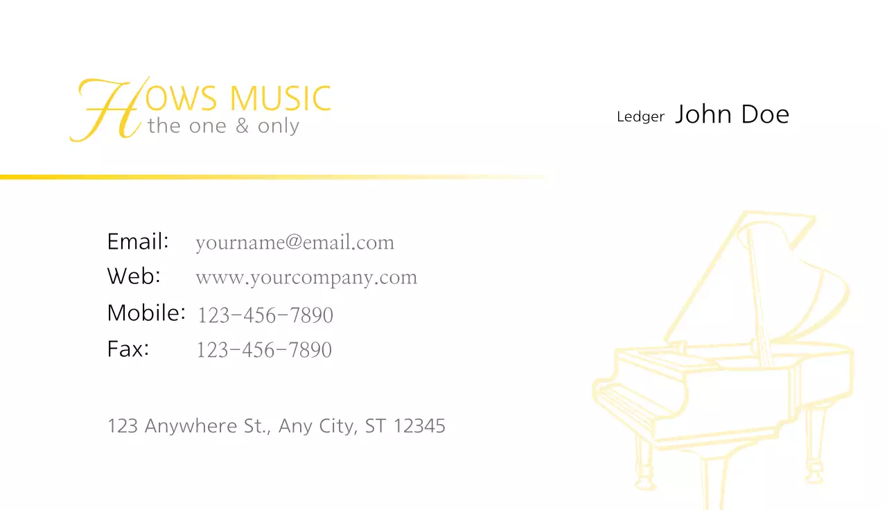 Yellow Minimal Music Business Card
