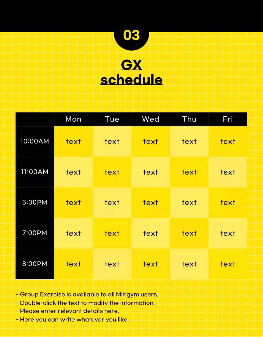 Promote your gym by highlighting photos in yellow and black