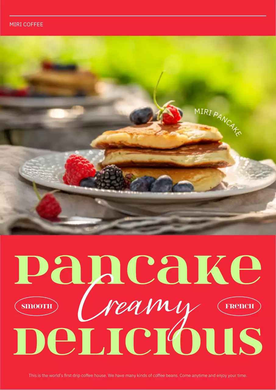 Interior kafe yang pop dan trendi dalam warna merah cerah dengan aksen chartreuse