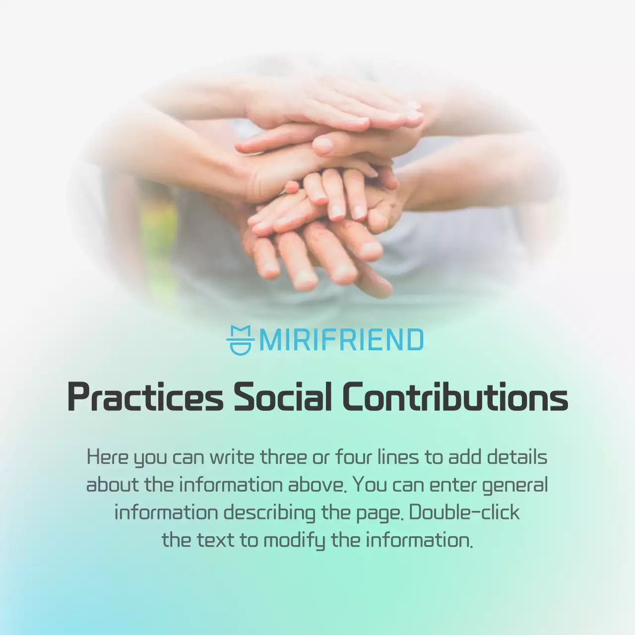 Corporate social responsibility with a blue and mint smudged gradient concept