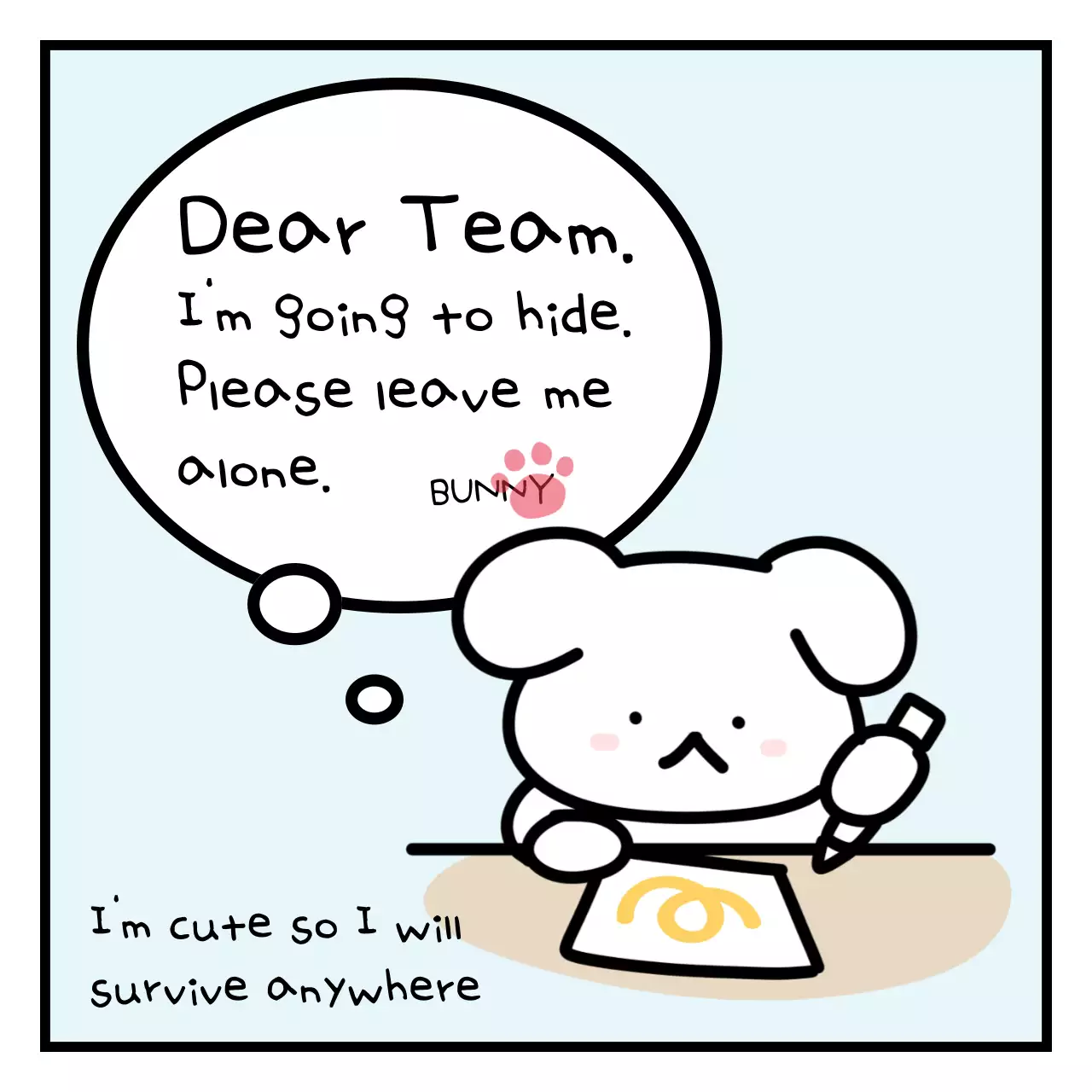 White Cute Bunny Meme Social Media Post