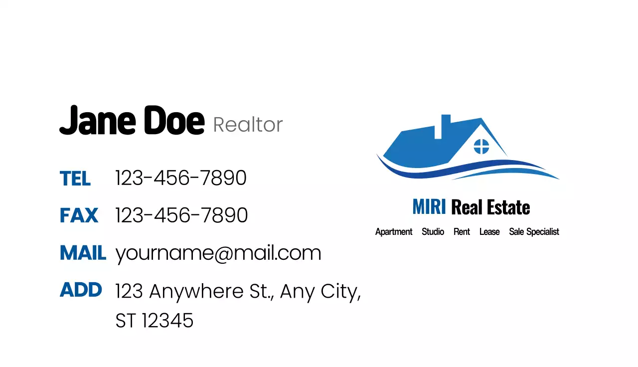 Blue Modern Real Estate Business Card