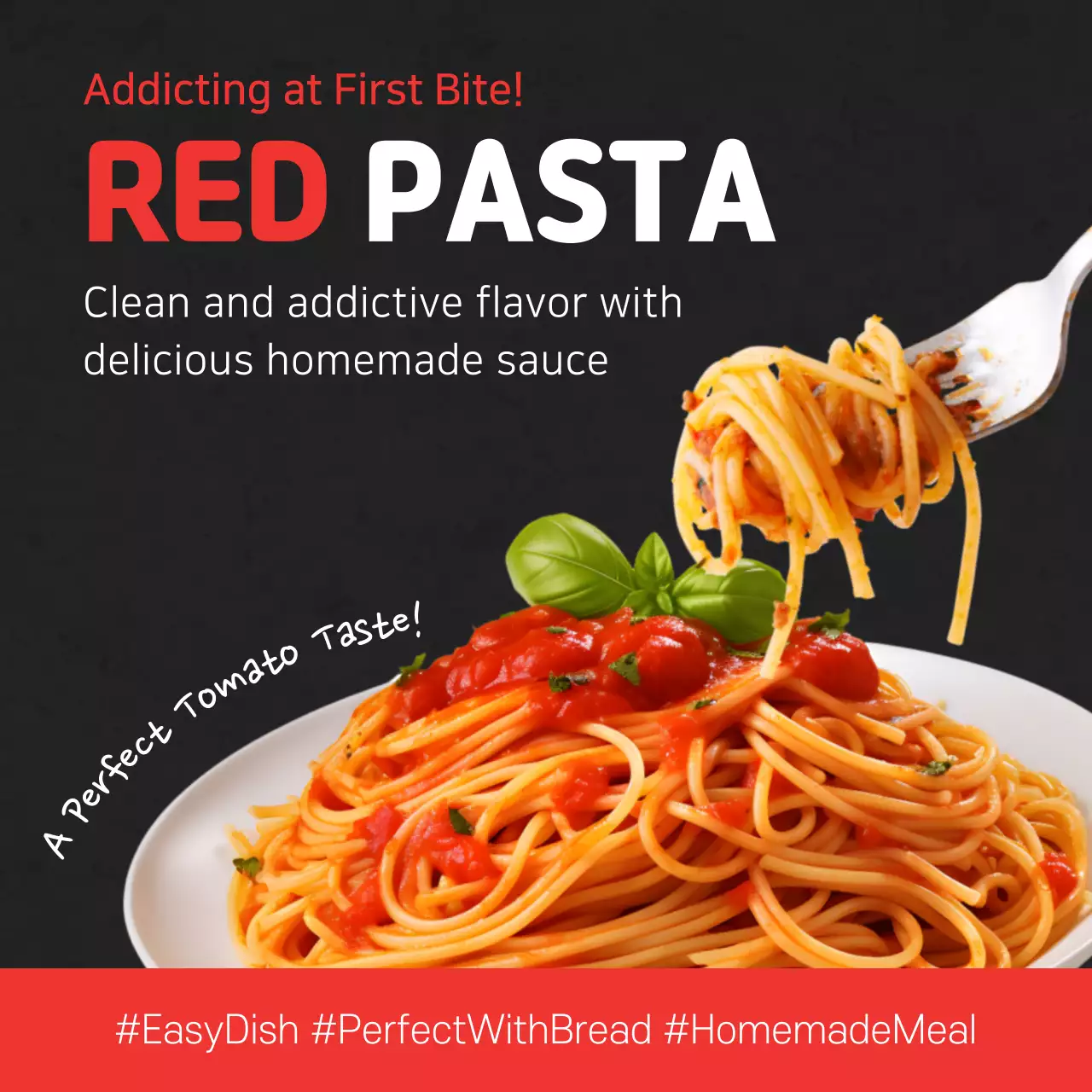 Red Modern Pasta Advertisement Social Media Post
