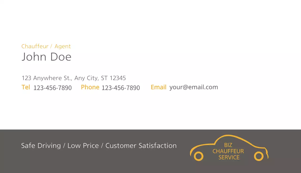 Grey Minimal Chauffeur Advertisement Business Card