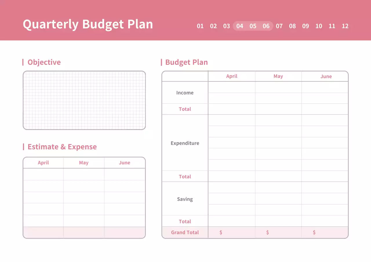 A simple concept in white and pink GoodNote budget planning
