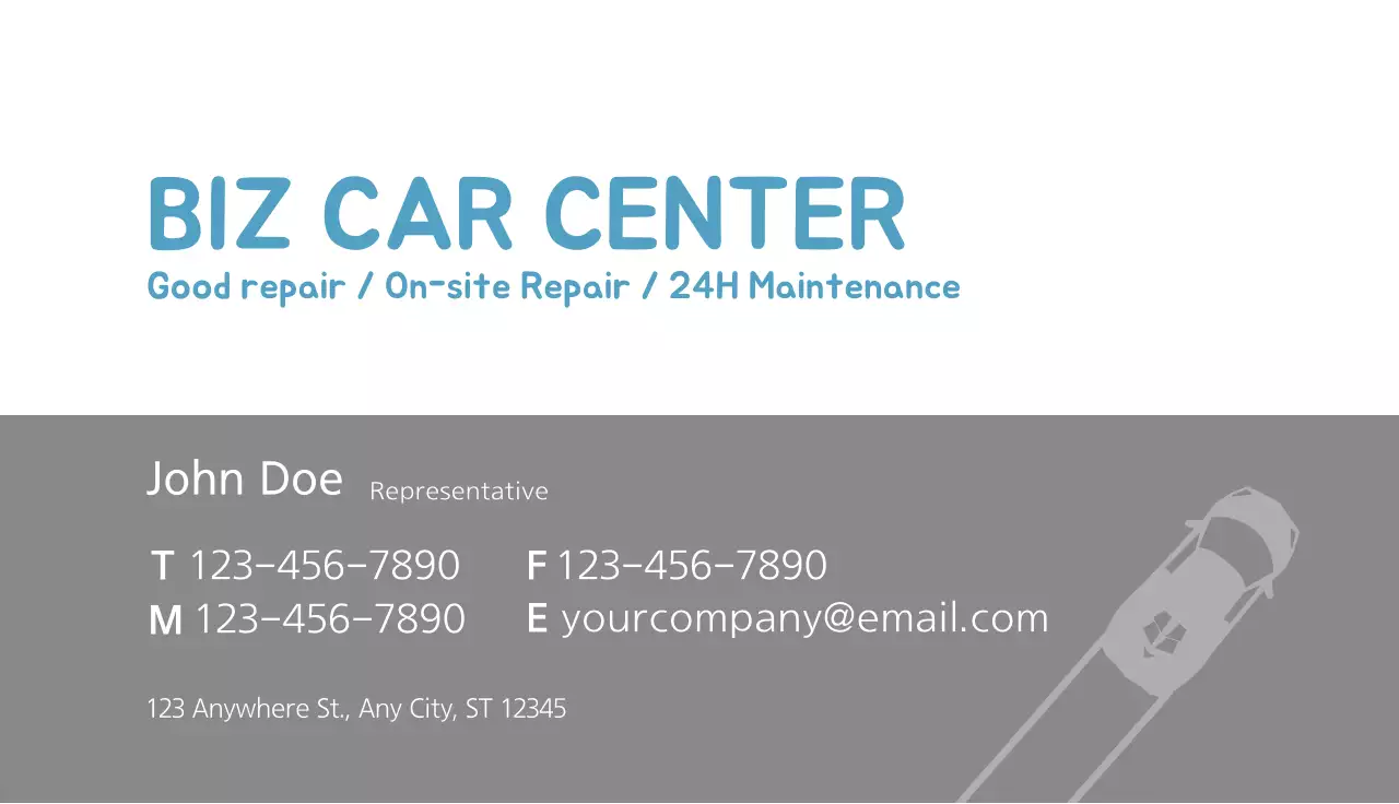 Blue Minimal Car Promotion Business Card