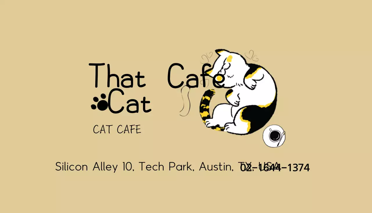 Kartu Nama Promosi Kucing Retro Beige