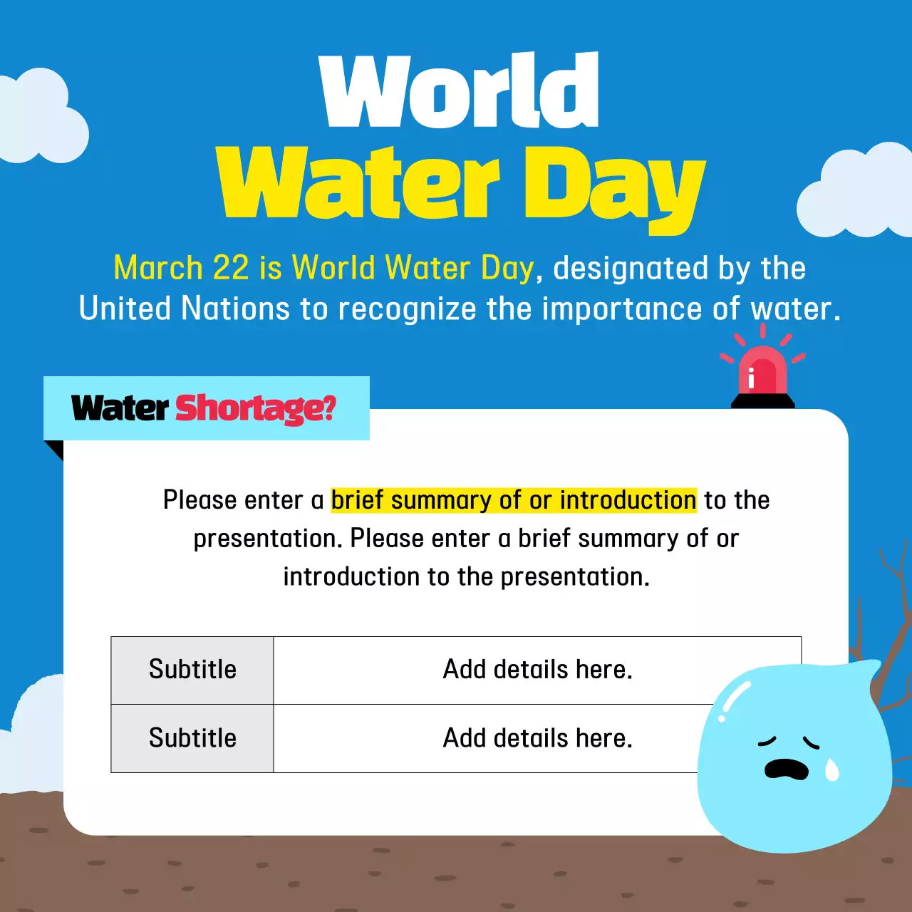 Blue Minimal Water Announcement Instagram Carousel