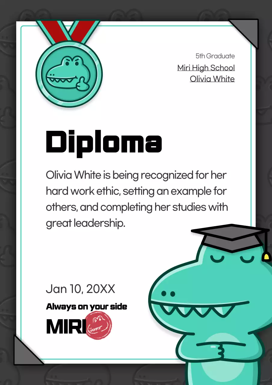 Yellow Simple Student Certificate Poster