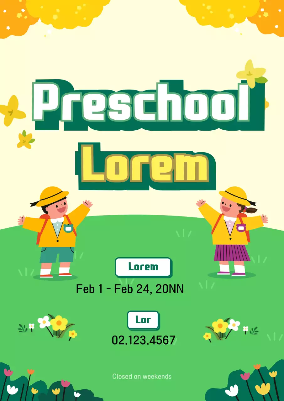 Desain rekrutmen taman kanak-kanak ilustrasi musim semi