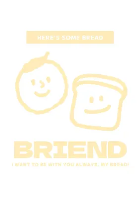 Desain toko roti yang bersih dengan ilustrasi orang dan roti berwarna kuning yang lucu