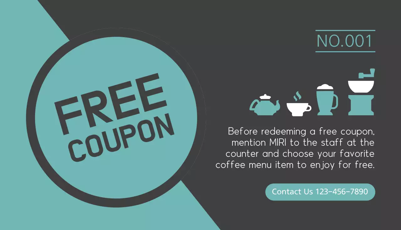 Teal Modern Coffee Promotion Business Card