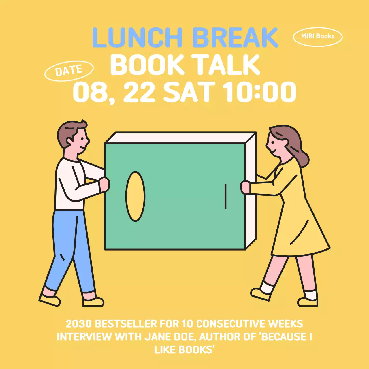 Yellow Minimal Book Event Social Media Post