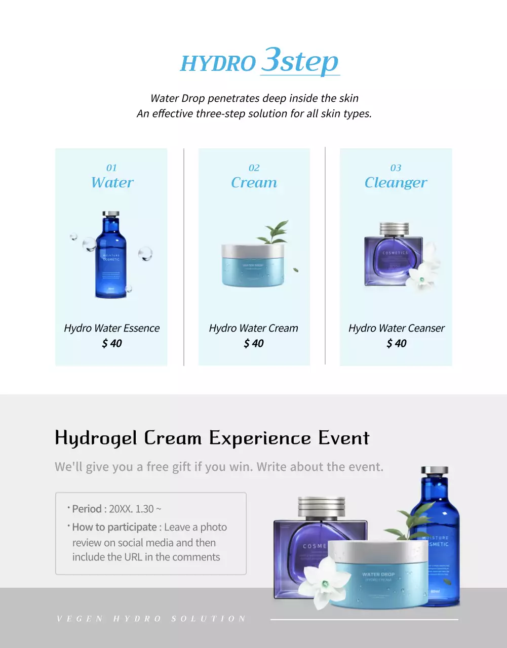 Blue-toned vegan moisturizer details page