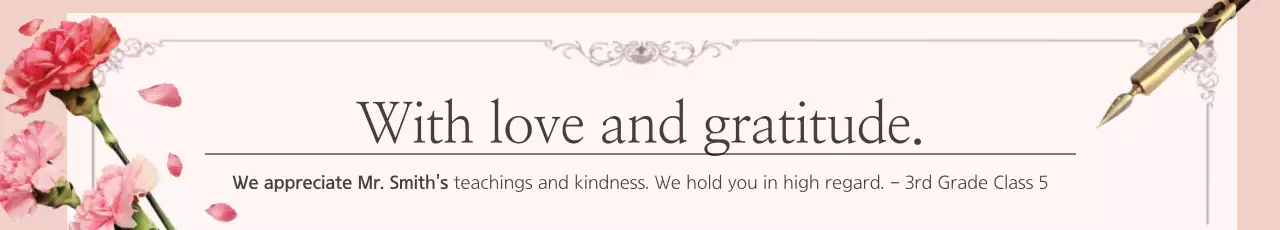 Banner de cartão de gratidão elegante rosa