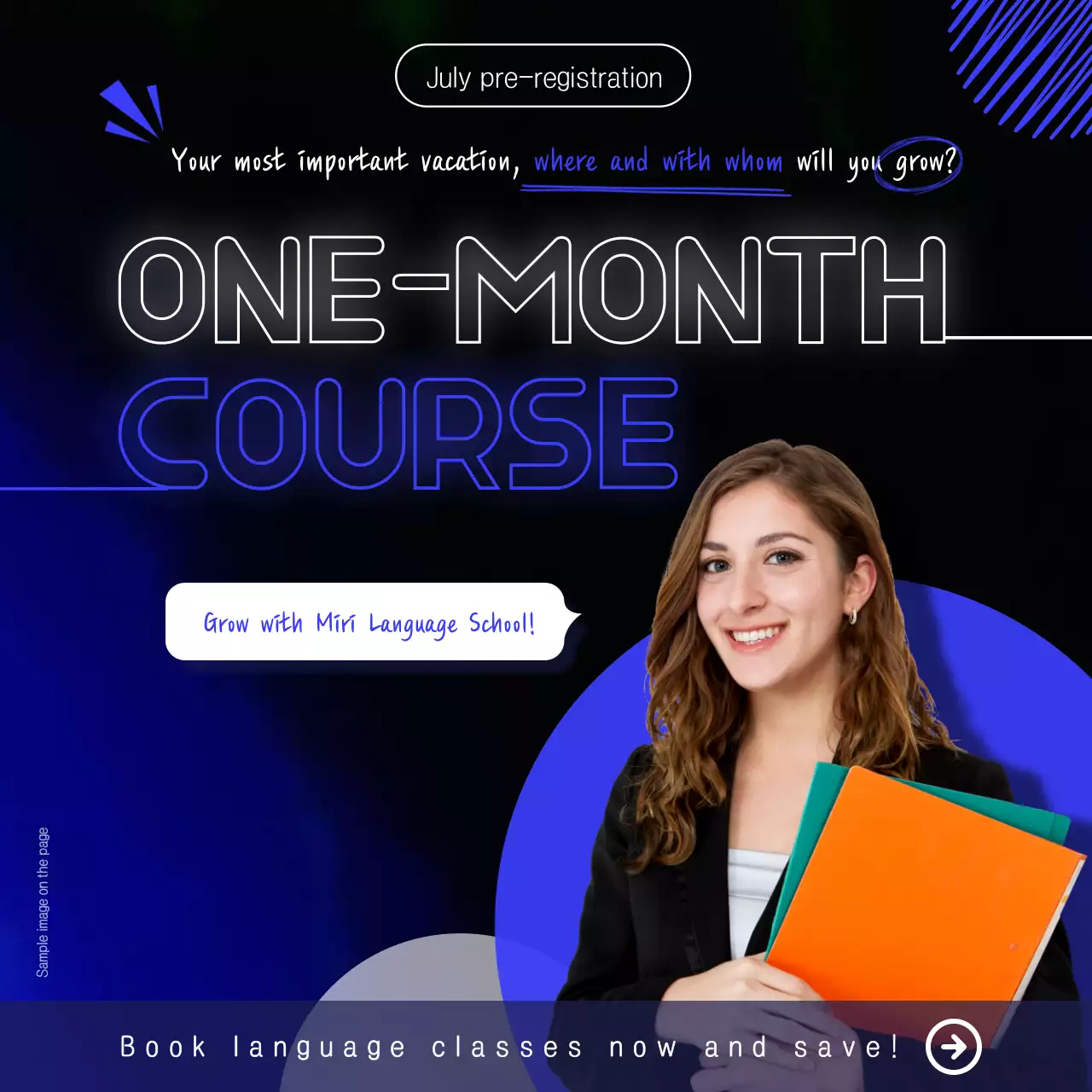 Black Modern Language Course Promotion Social Media Post