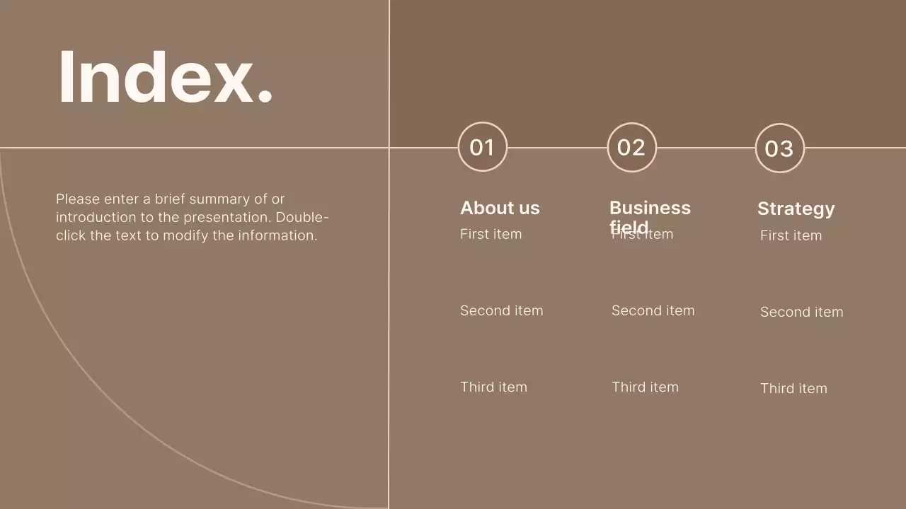 A simple brown and beige company profile