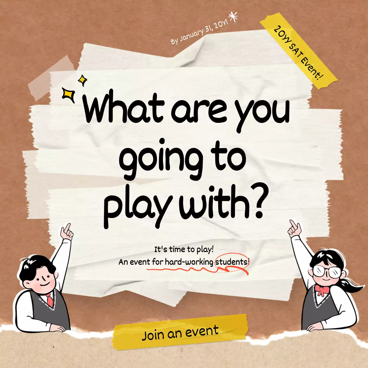 Brown Retro Student Event Promotion Instagram Post