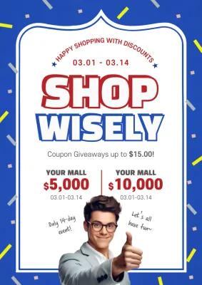 Blue Trendy Shopping Promotion Poster