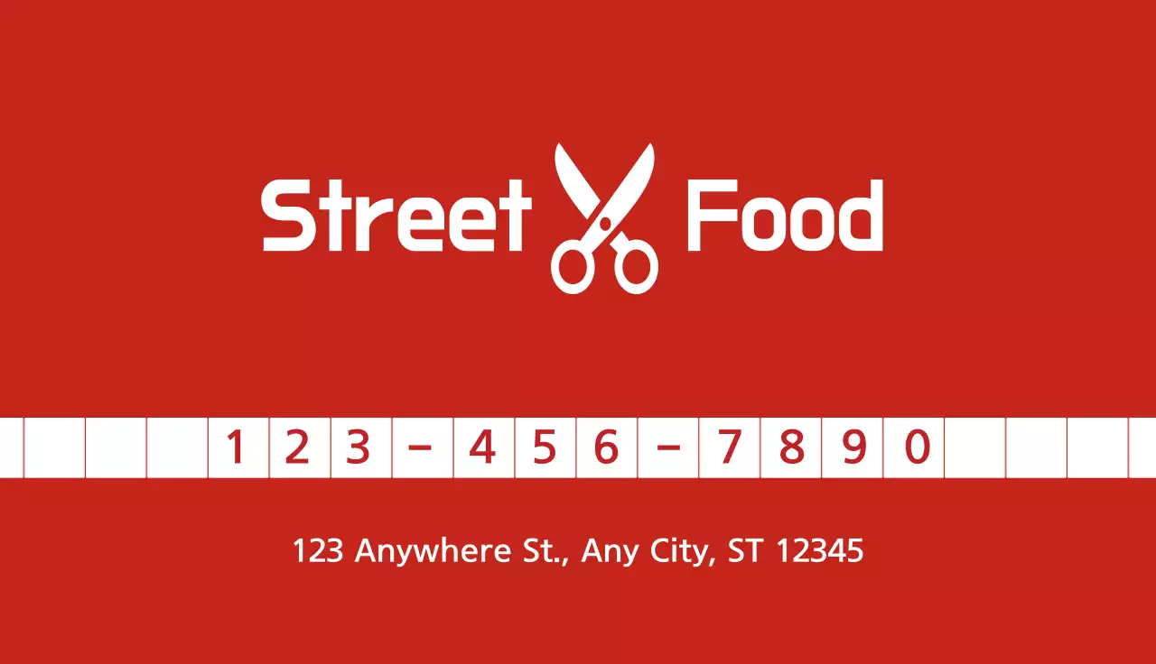 Red Modern Street Food Advertisement Business Card