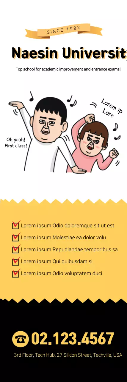 Banner de promoção educacional em quadrinhos amarelos