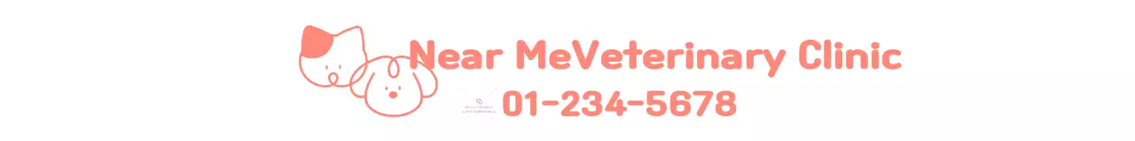 Klinik dokter hewan sederhana dengan ilustrasi hewan lucu berwarna biru dan merah muda