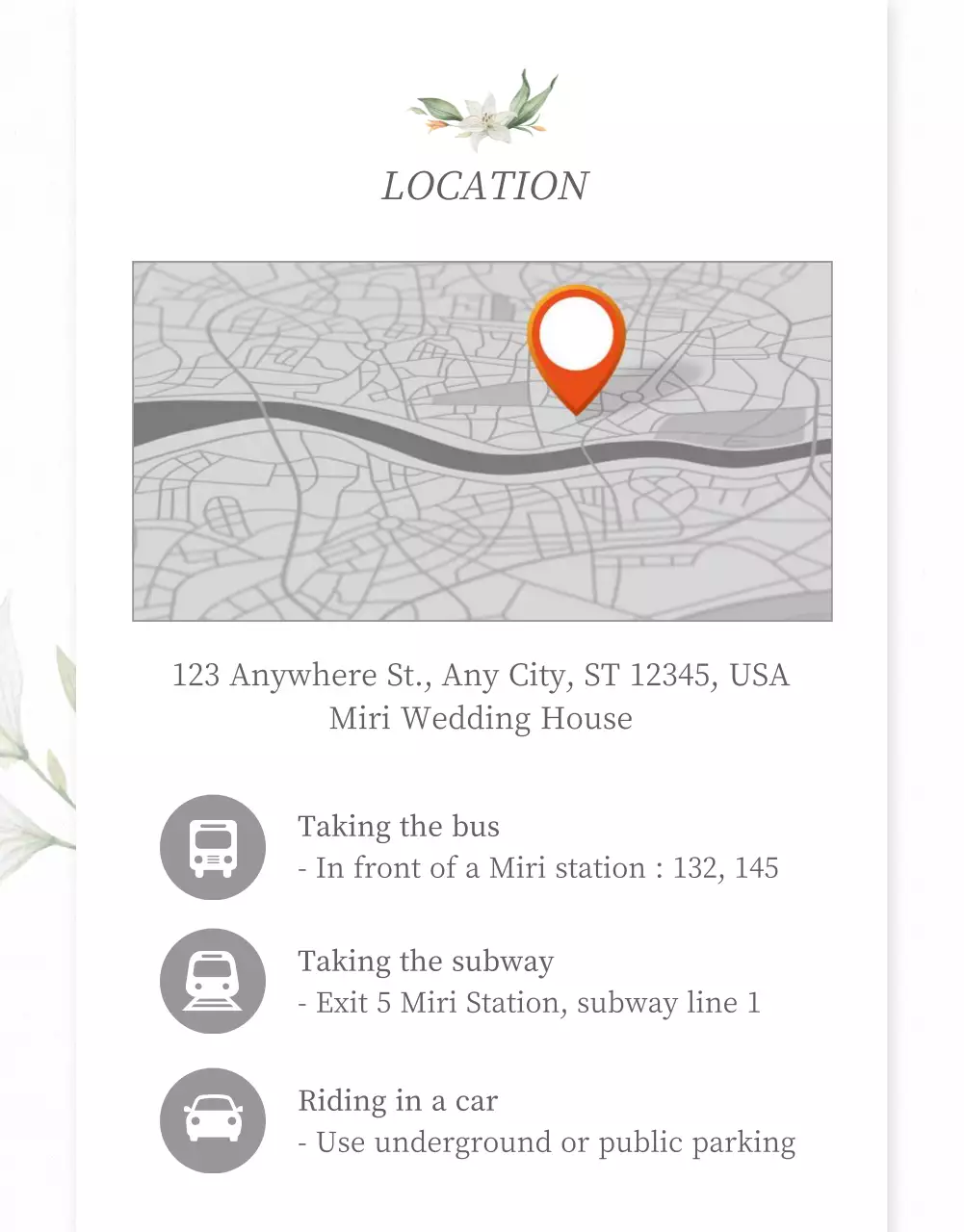 Light gray color and flowers mobile wedding invitation