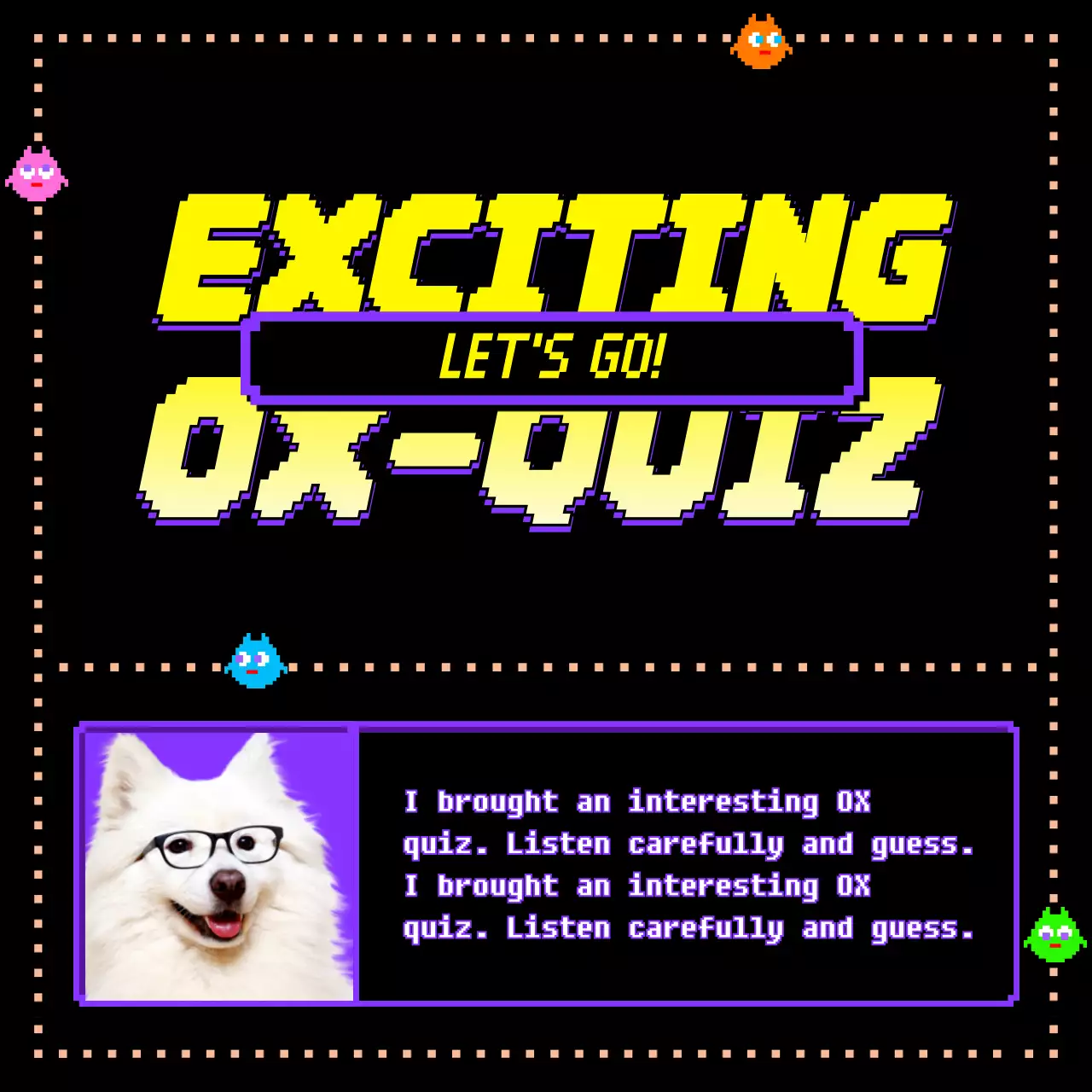 cute classic game in purpleblackyellowconcept oxquiz